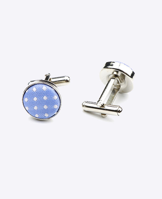 Boutons de Manchette Bleu n°2 à Pois en Polyester «Louis»