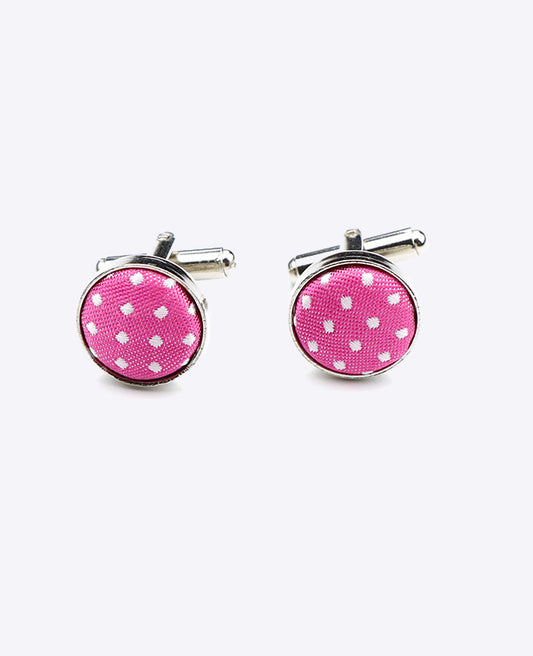 Boutons de Manchette Rose n°2 à Pois en Polyester «Louis»