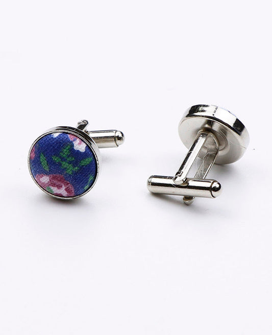 Boutons de Manchette Liberty Bleu n°7 en Coton | Gaspard - Unipap's