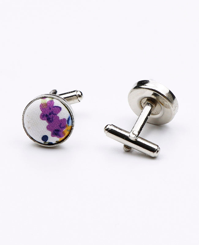 Boutons de Manchette Liberty Blanc n°3 en Coton | Charles - Unipap's