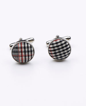 Spinki do mankietów Tartan Szary nr 2 z Bawełny | Marcel - Unipap's