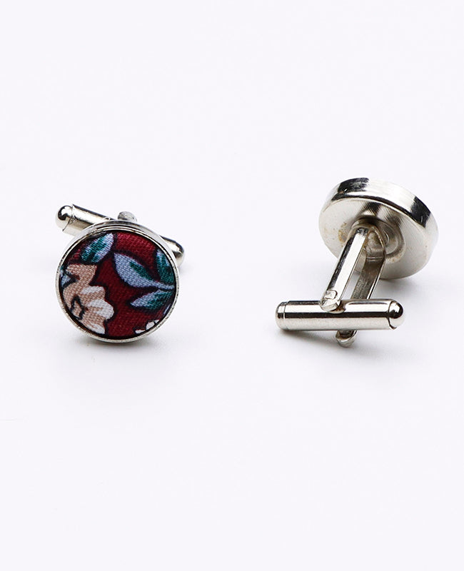 Boutons de Manchette Liberty Rouge en Coton | Charles - Unipap's