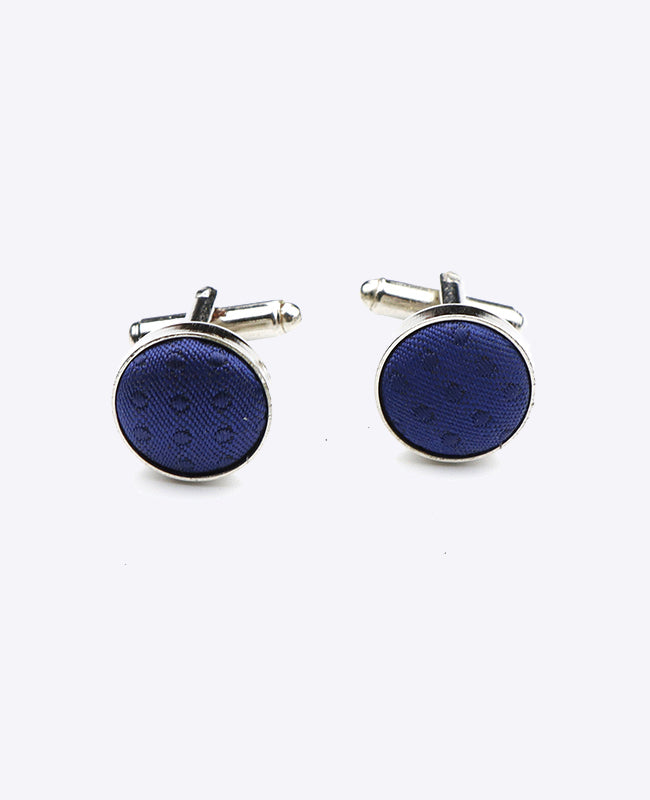 Boutons de Manchette Bleu n°3 à Pois en Polyester «Louis»