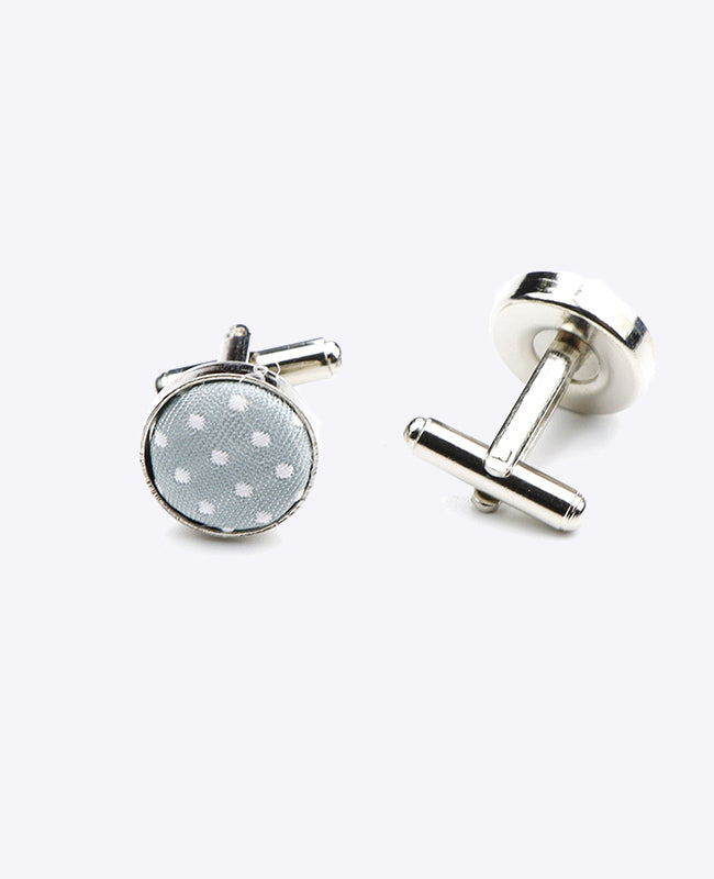 Boutons de Manchette Gris à Pois en Polyester «Louis»