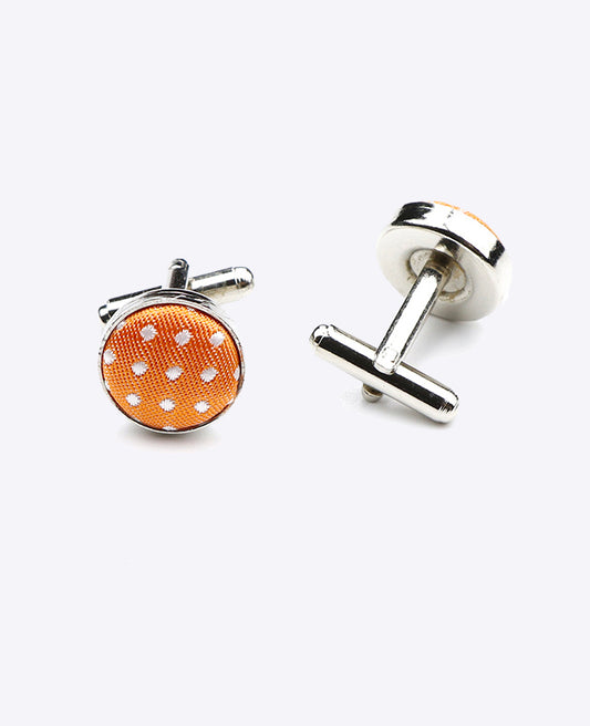Boutons de Manchette Orange à Pois en Polyester «Louis»