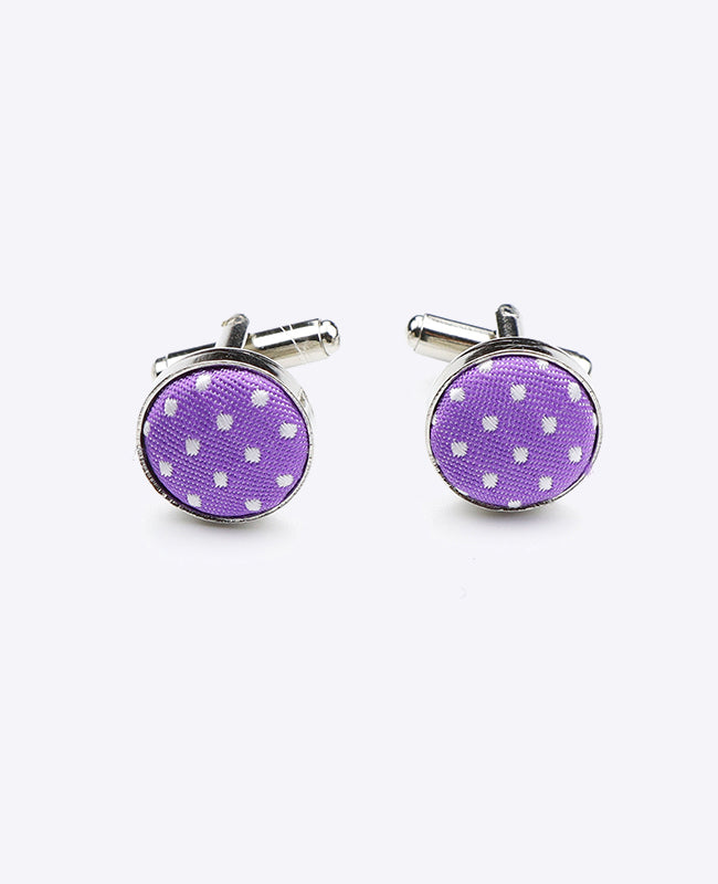 Boutons de Manchette Violet n°1 à Pois en Polyester «Louis»