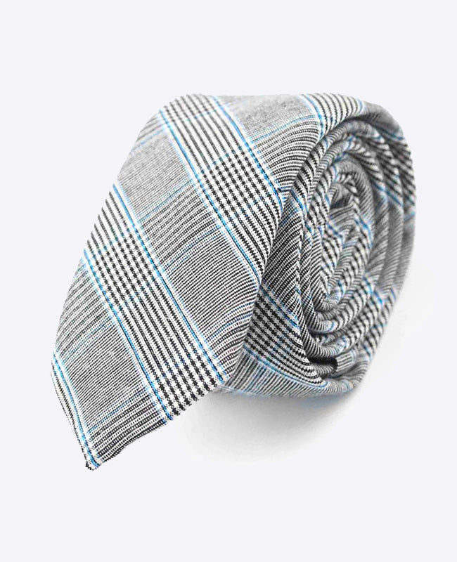 Krawat Tartan Szary nr 1 Mężczyzna z Bawełny | Marcel - Unipap's