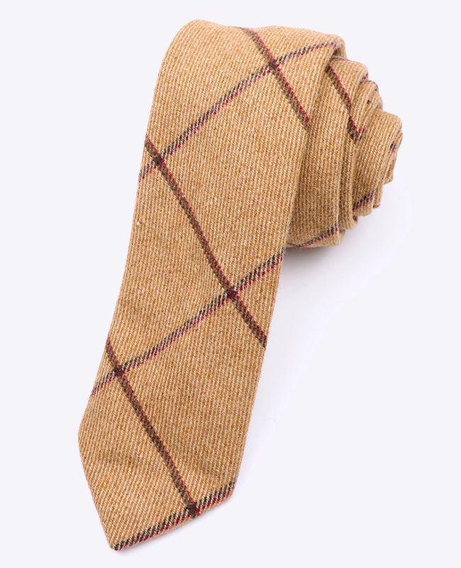 Krawat Tartan Brązowy nr 1 Mężczyzna z Wełny | Nobert - Unipap's