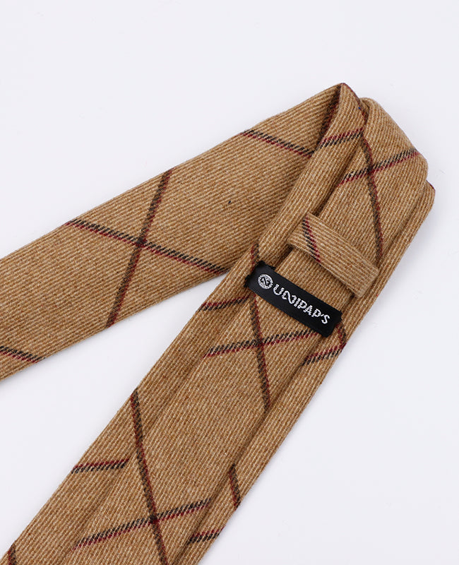 Krawat Tartan Brązowy nr 1 Mężczyzna z Wełny | Nobert - Unipap's
