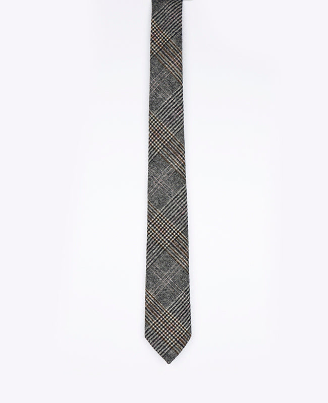 Krawat Tartan Szary nr 7 Mężczyzna z Wełna | Norbert - Unipap's