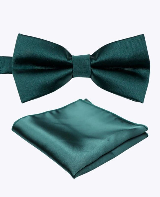 Noeud Papillon + Pochette de Costume Vert n°1 Homme en Polyester «Jules»