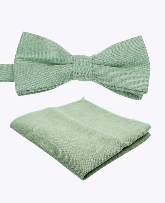 Noeud Papillon + Pochette de Costume Vert n°2 Homme en Effet Velours «Simon»