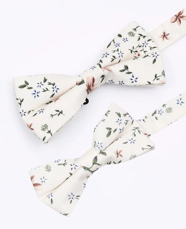 Noeuds Papillon Liberty Blanc n°8 Père & Fils en Coton «Charles»