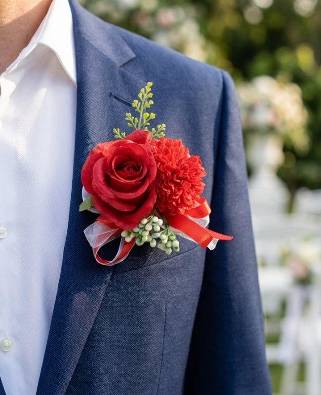 Butonierka Kwiat Czerwony Mężczyzna „Valentin"