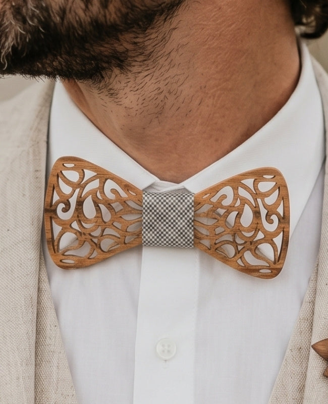 Coffret Noeud Papillon Gris Homme en Bois «Hercule»