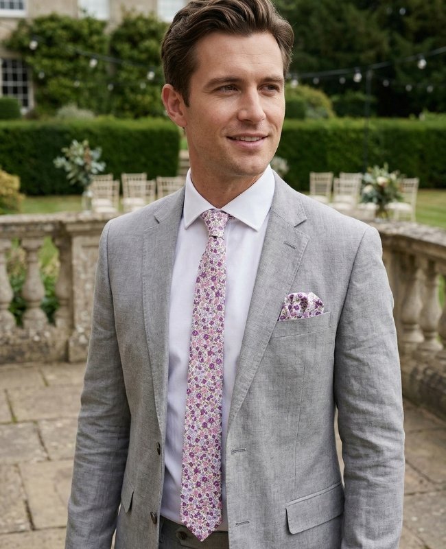 Cravate Liberty Violet Homme en Coton «Gaspard»