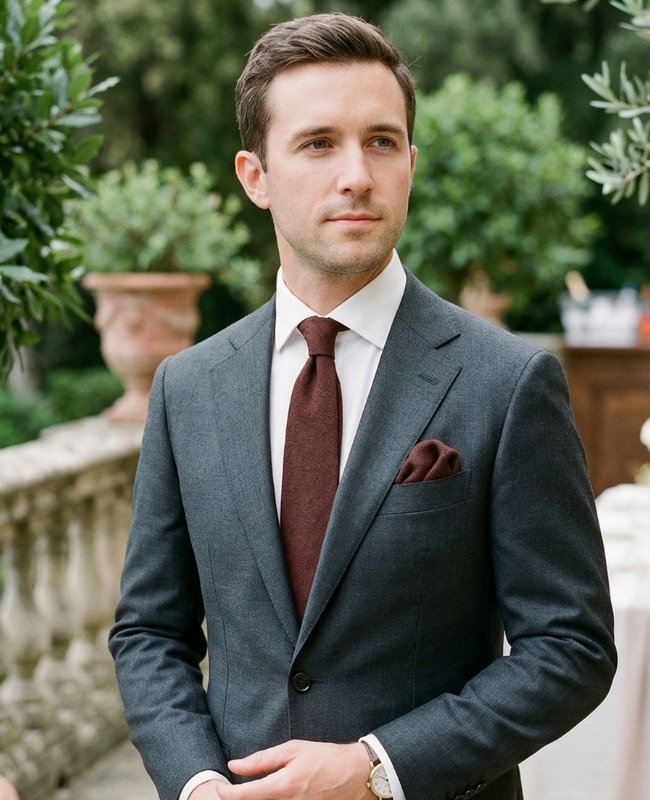 Cravate Marron n°2 Homme en Lin «Basile»