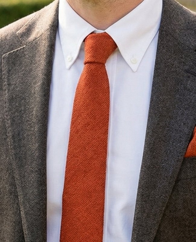 Krawat Terakota nr 2 Mężczyzna w Efekcie Aksamitu „Simon"