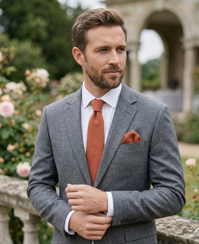 Cravate Terracotta n°3 Homme en Effet Velours «Simon»