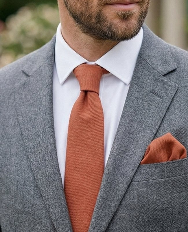 Cravate Terracotta n°3 Homme en Effet Velours «Simon»