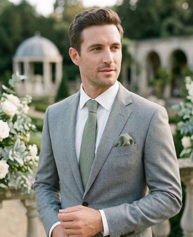 Cravate Vert n°2 Homme en Coton «Edgard»