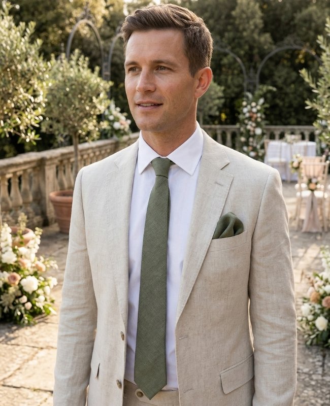 Cravate Vert n°5 Homme en Coton «Oscar»