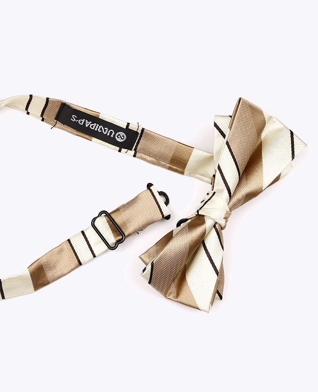 Muszka Beżowy nr 1 W Paski Mężczyzna z Poliestru „Edmond"