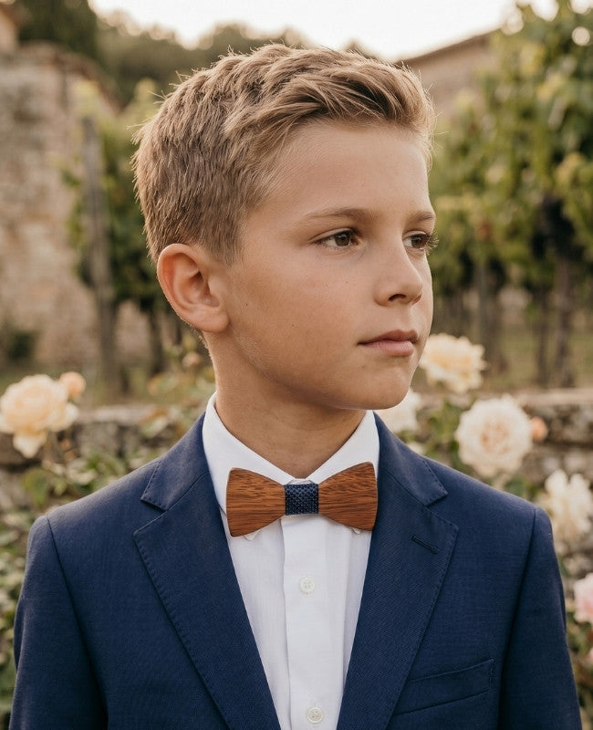 Noeud Papillon Bleu Enfant en Bois «Arsène»