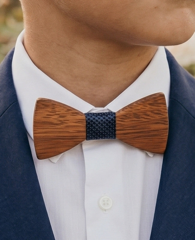 Noeud Papillon Bleu Enfant en Bois «Arsène»