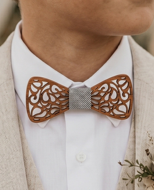 Noeud Papillon Gris Enfant en Bois «Hercule»