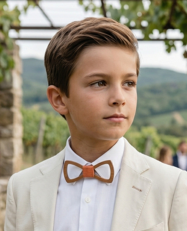 Noeud Papillon Orange Enfant en Bois «Émile»