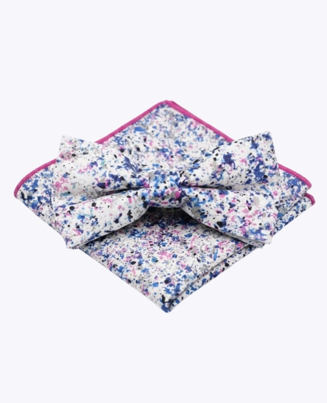 Noeud Papillon + Pochette de Costume Liberty Blanc n°1 Homme en Coton «Charles»