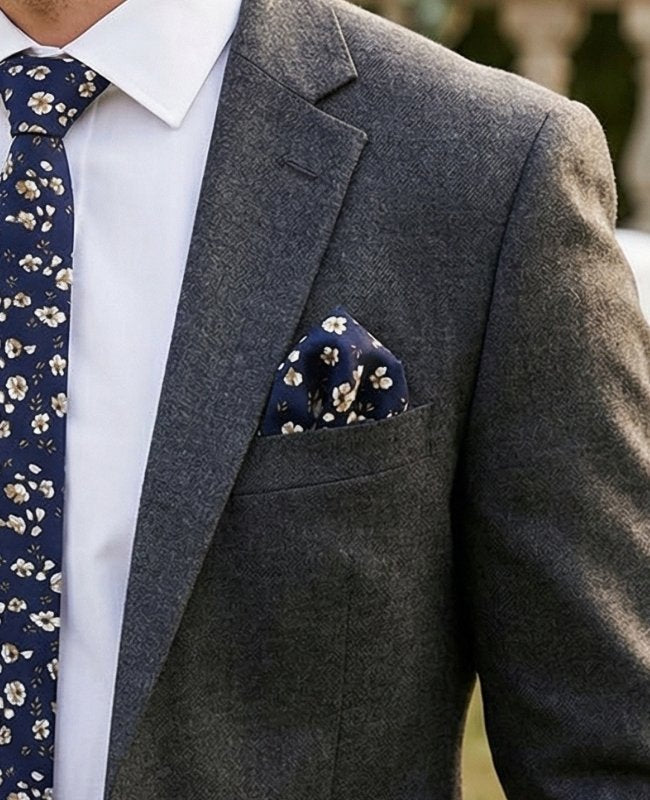 Pochette de Costume Liberty Bleu n°13 en Coton «Gaspard»