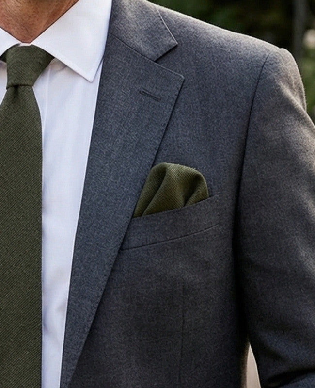 Pochette de Costume Vert n°1 en Lin «Basile»