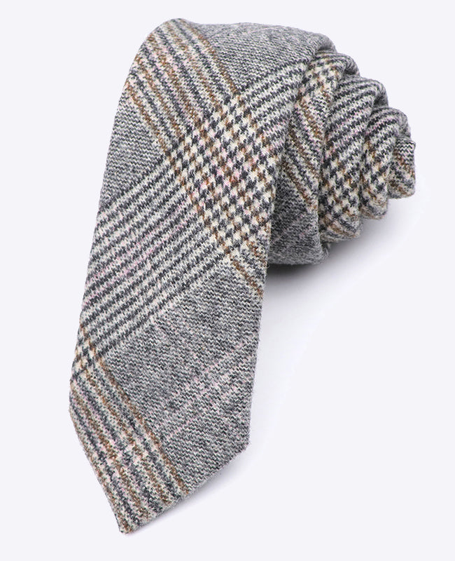 Cravate Tartan Gris n°7 Homme en Laine | Norbert - Unipap's